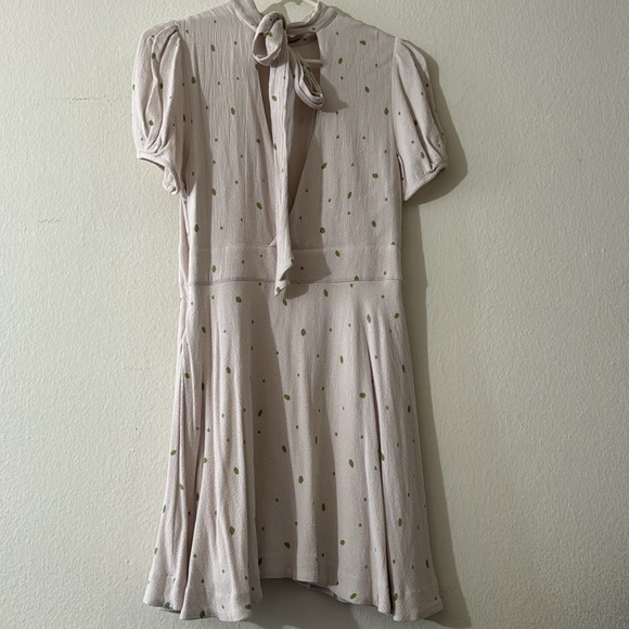 Size 8 Free People ivory with green polka dot dress - Picture 3 of 4